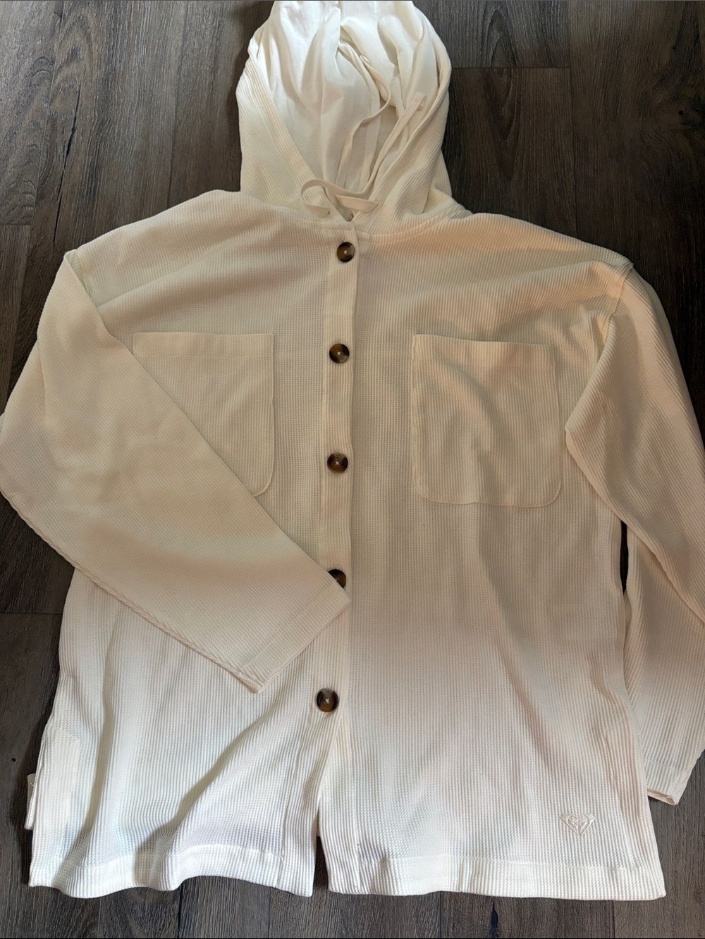 Roxy Cream Hooded Button-Front Cardigan